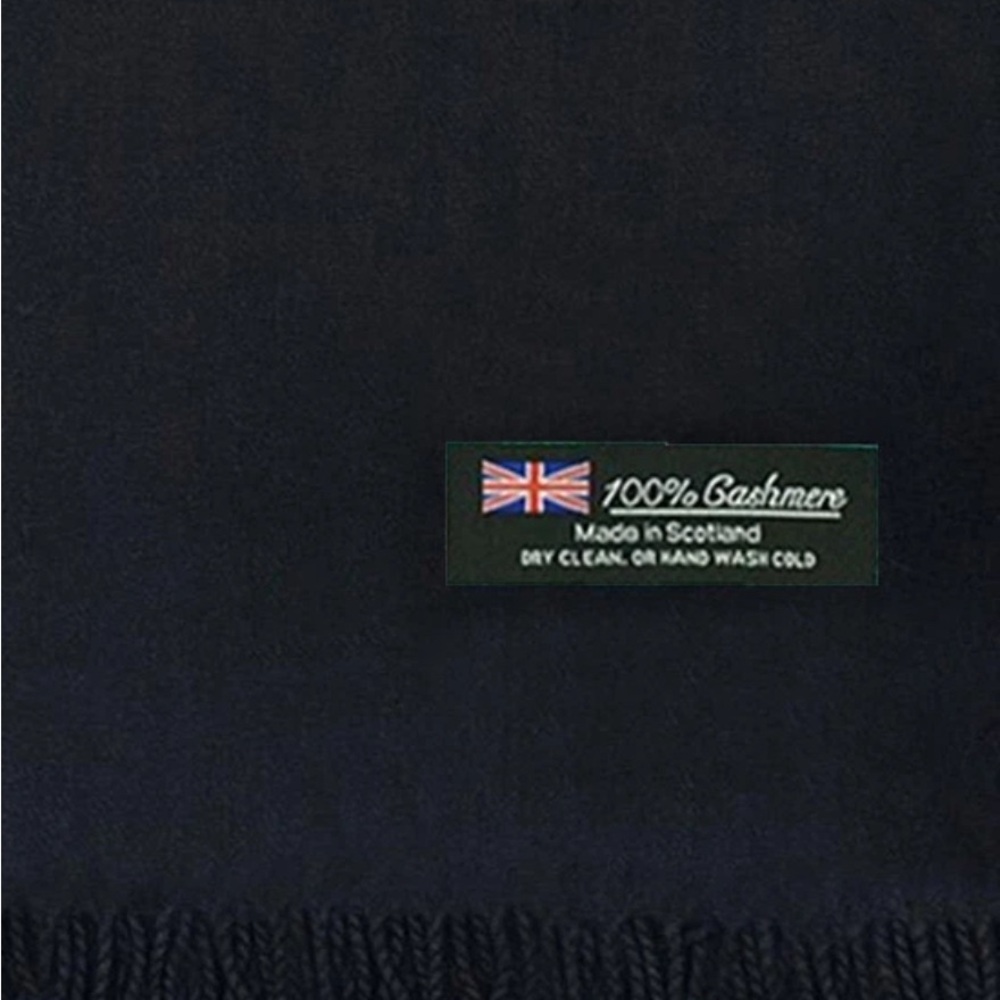 100% Cashmere Made in Scotland Oversized Wrap Shawl Scarf Throw XXL Black NEW - Picture 4 of 5
